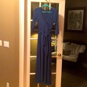 Janette Long Maxi Dress w/ Elastic Waist and Tie Belt